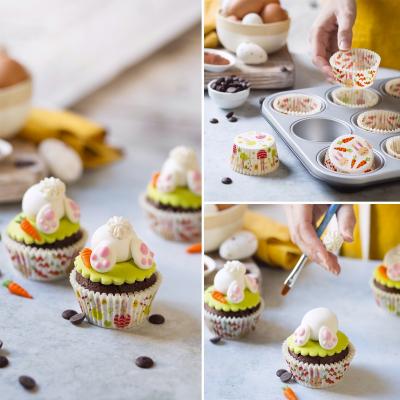 Papel cupcakes x36 Conejitos Pascua