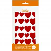 Set 16 decoraciones de azcar Corazones rojos