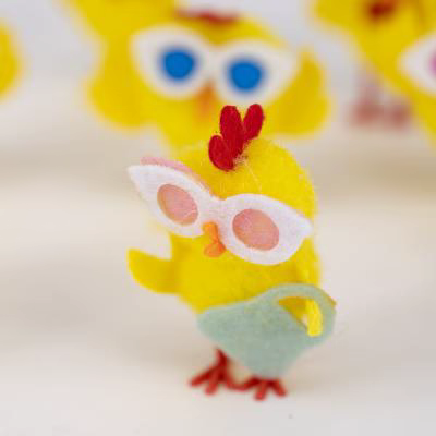 Pollito amarillo de lana gafas bolso/c�scara 5 cm