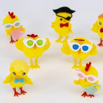 Pollito amarillo de lana gafas bolso/c�scara 5 cm