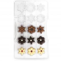 Molde policarbonato para bombones Flores x15