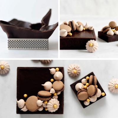 Cuadrado repostera perforado inox 15x15x2 cm