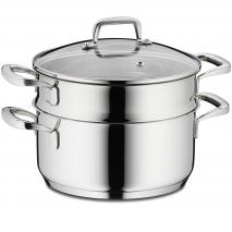 Set olla y vaporera acero 18/10 tapa cristal 20 cm