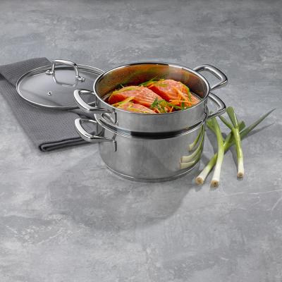 Set olla y vaporera acero 18/10 tapa cristal 20 cm