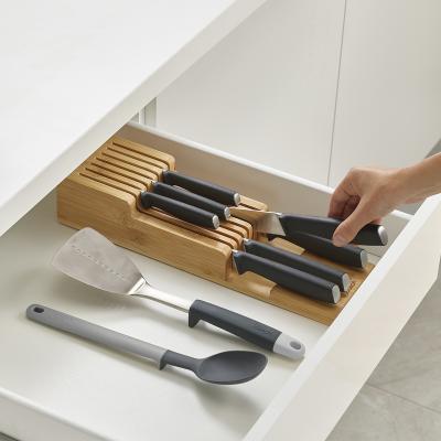  Organizador de cuchillos en el cajón, organizador de cuchillos  de madera de bambú, organizador de cuchillos protector con capacidad para  hasta 11 cuchillos (no incluidos) : Hogar y Cocina