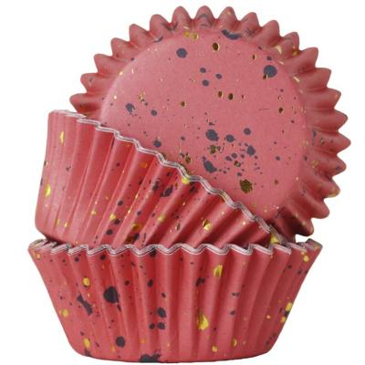 Papel cupcakes metalizados x30 manchas rosa oro