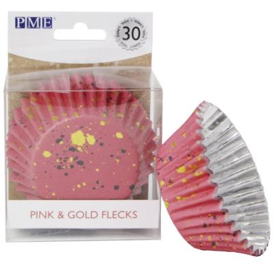 Papel cupcakes metalizados x30 manchas rosa oro