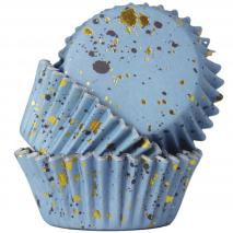 Papel cupcakes metalizados x30 manchas azul oro