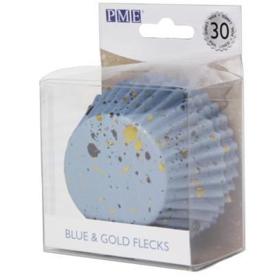 Papel cupcakes metalizados x30 manchas azul oro