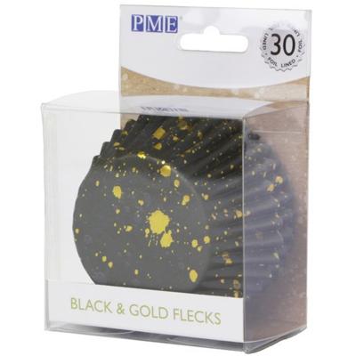 Papel cupcakes metalizados x30 manchas negro oro