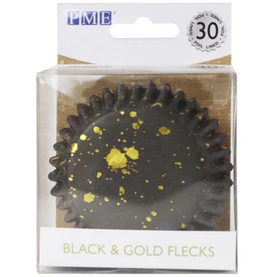 Papel cupcakes metalizados x30 manchas negro oro