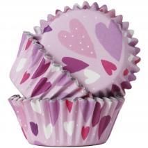 Papel cupcakes metalizados x30 Love corazones