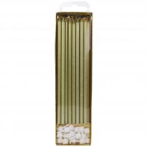 Set 16 velas aniversario extra largas oro 18 cm