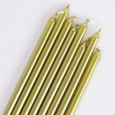 Set 16 velas aniversario extra largas oro 18 cm