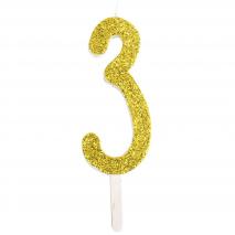 Vela aniversario dorada n�mero 3