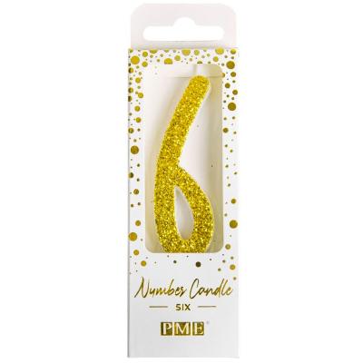 Vela aniversario dorada n�mero 6