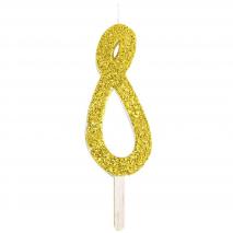 Vela aniversario dorada n�mero 8