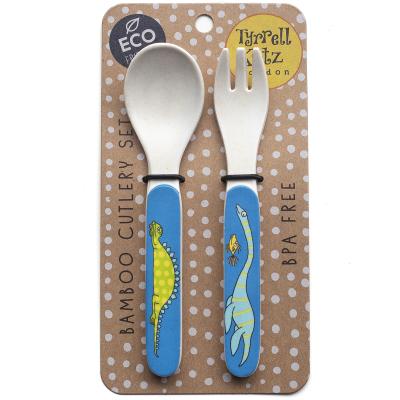 Set tenedor y cuchara bamb Dinosaurios