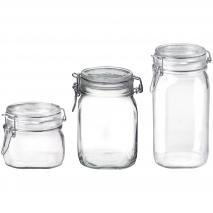 Set 3 pots vidre clip Fido 500 ml, 1 L i 1,5 L