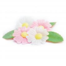 Set 12 decoraciones az�car 6 flores y 6 hojas