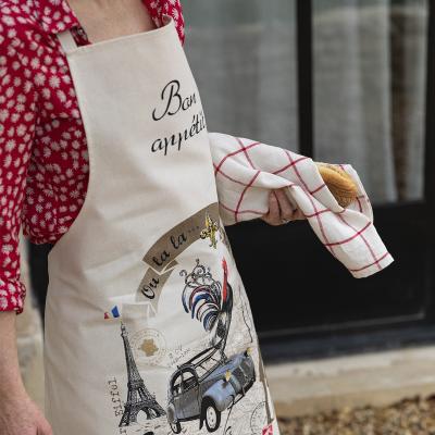 Pa�o de cocina 100% lino Karma crudo - rojo