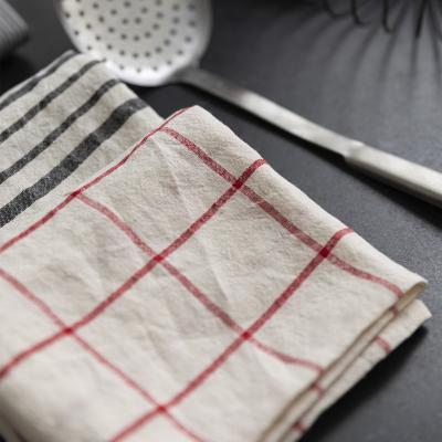 Pa�o de cocina 100% lino Karma crudo - rojo