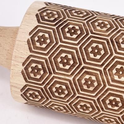 Rodillo con patrón grabado Hexa madera 39 cm
