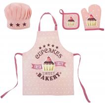 Set delantal cocina infantil 100% algodón Cupcakes
