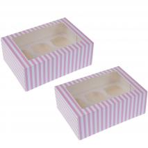 Juego 2 cajas para 6 cupcakes Rosa Circo