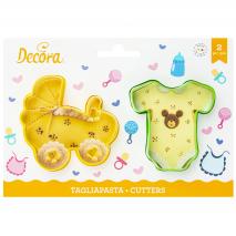 Set 2 cortadores galletas pl�stico Baby y cochecit