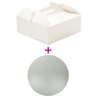 Caja para pasteles con asa y base 23x23x10 cm