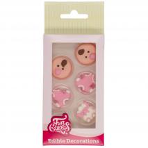 Set 12 decoraciones de azcar Beb rosa