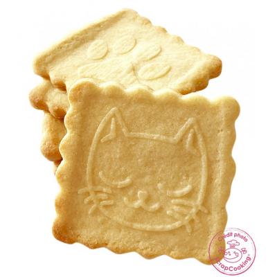Cortador galletas y sello de madera Gato