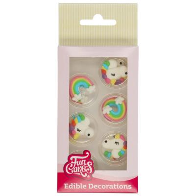 Set 12 decoraciones de azcar Unicornio y Arcoiris