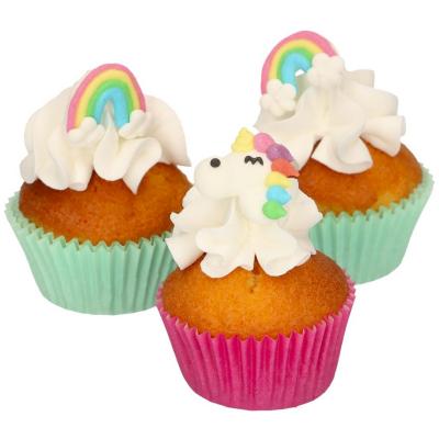 Set 12 decoraciones de azcar Unicornio y Arcoiris