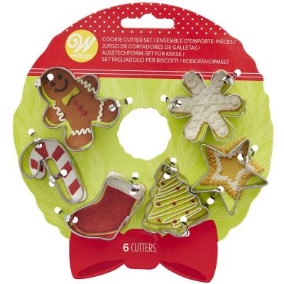 Set 6 cortadores galletas mini Navidad en corona