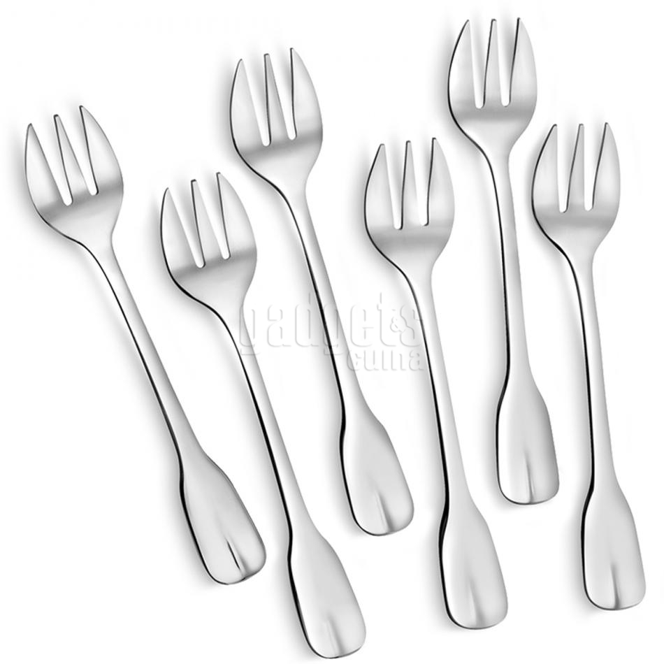 6 tenedores de ostras de acero inoxidable 