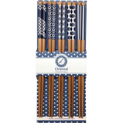 5 pares palillos japoneses motivos azules