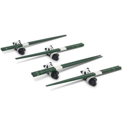 4 pares palillos con 4 soportes panda
