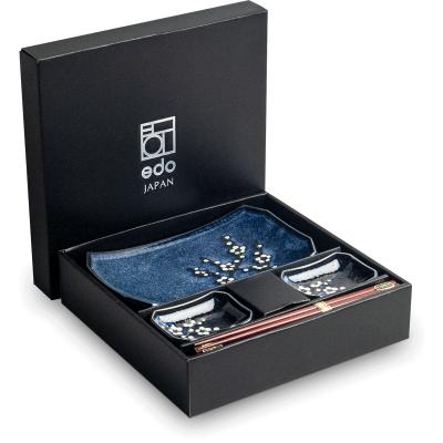 Set japons Hana Blue bandejas y palillos