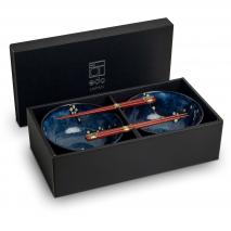Set japon�s 2 boles Hana Blue 17 cm y palillos