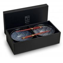Set japon�s 2 bols Wave 17 cm y bastonets
