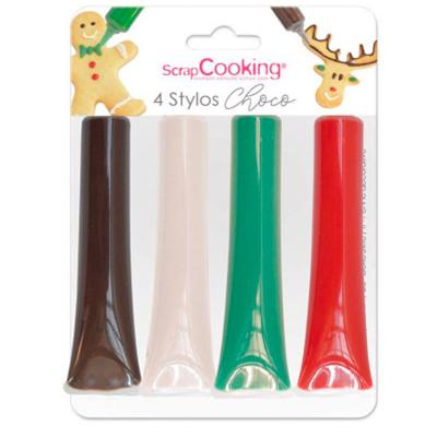 Set 4 tubos decoracin chocolate Navidad