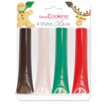 Set 4 tubos decoracin chocolate Navidad