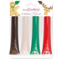 Set 4 tubos decoraci�n chocolate Navidad