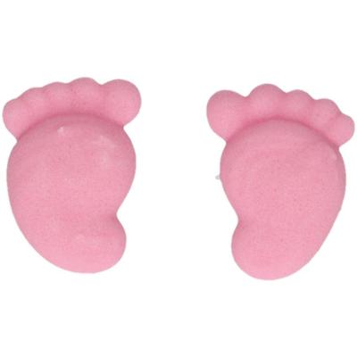 Set 16 decoraciones de azúcar Bebé pies rosa