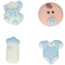 Set 12 decoraciones de azcar Beb azul
