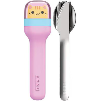 Juego 3 cubiertos infantiles con funda Kitty