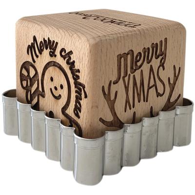 Cortador galletas y sello de madera Xmas