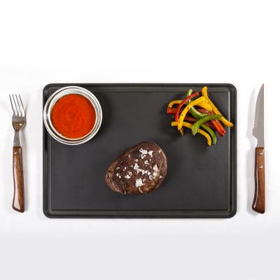 Tabla cortar 38x28 cm Arcos negra con canal